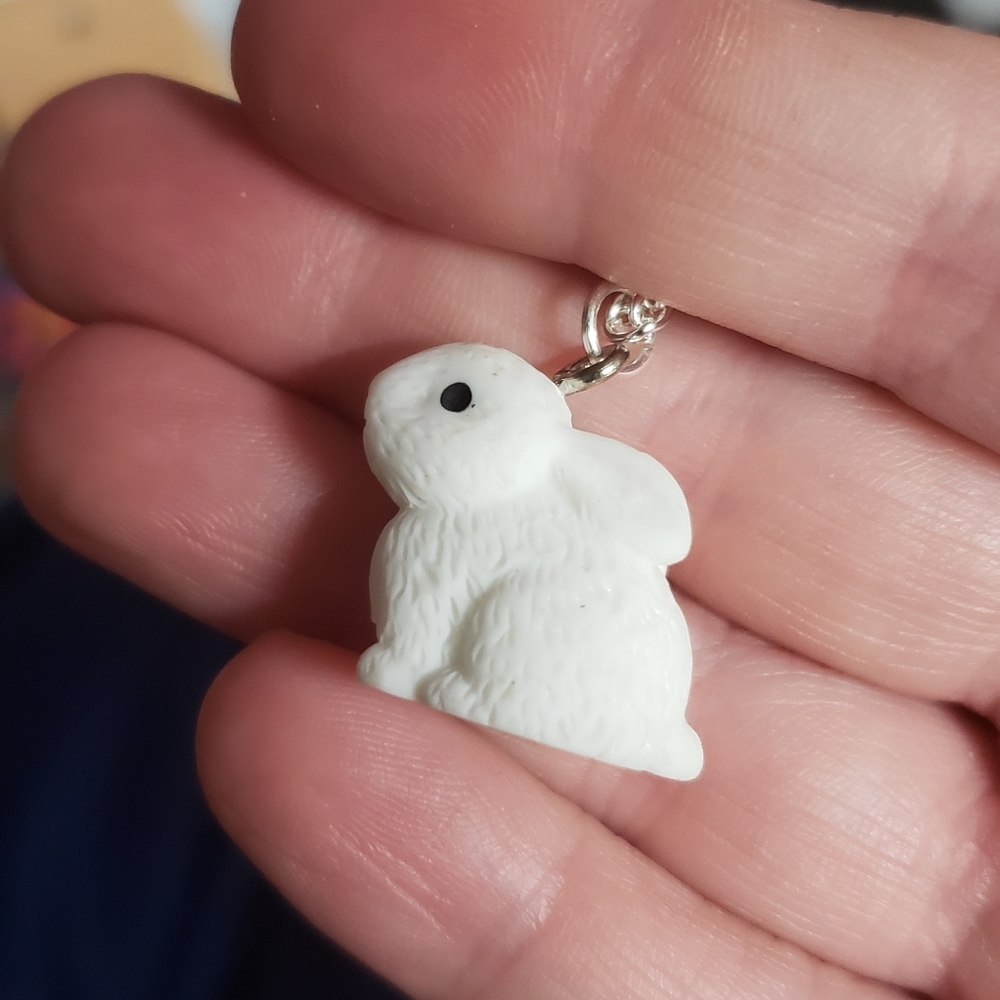 Small white bunny Rabbit necklace